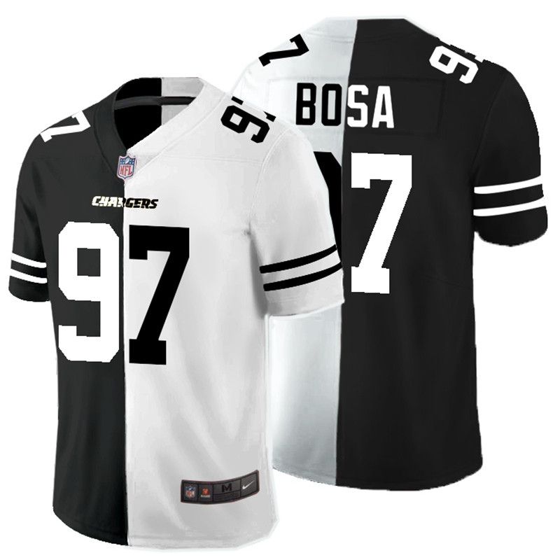 Men's Los Angeles Chargers #97 Joey Bosa Black & White NFL Split Limited Stitched Jersey
